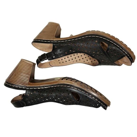 Patrizia By Spring Step Women's Black Peep Toe Marikana Heel Sandals Size 8 - Picture 5 of 10